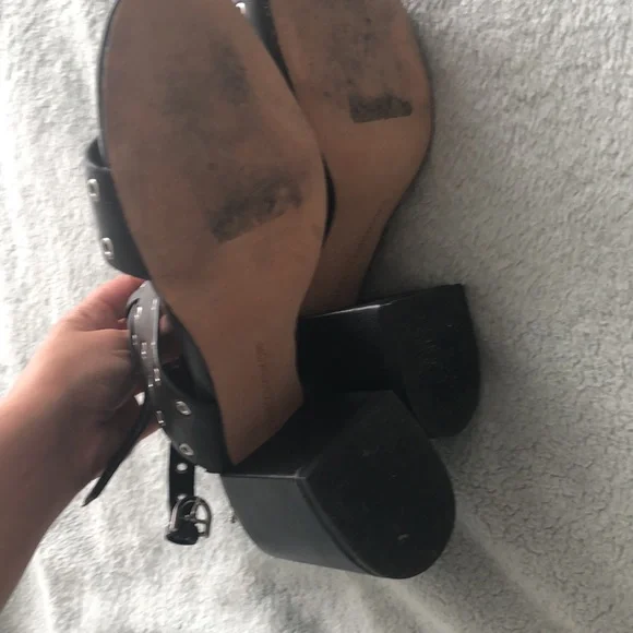 Super cute Rebecca Minkoff heels silver studded on black leather - Picture 11 of 16